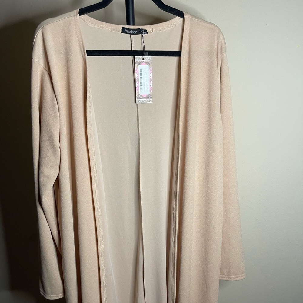 boohoo long cream duster